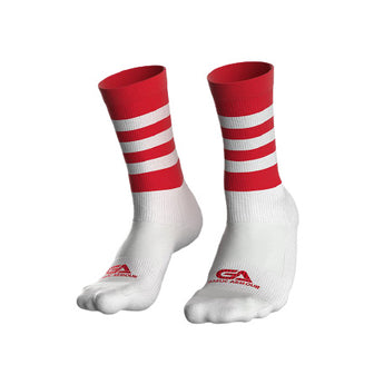 GAA Midi Socks Red White Hoops