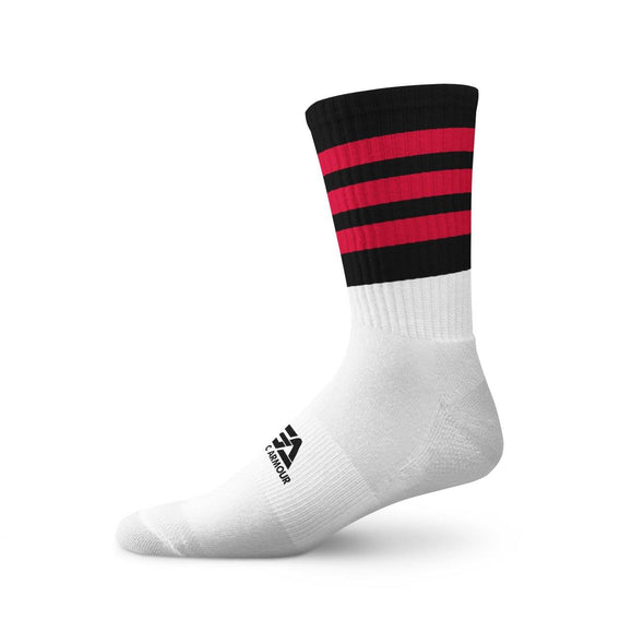GAA Midi Socks Black Red Hoops - myclubshop.ie