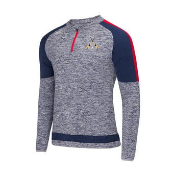 'Semple' Crossed Hurls 1/4 Zip - Red and Navy