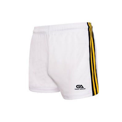 GAA Official Match Shorts White Black Amber - myclubshop.ie