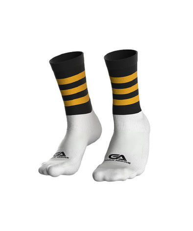 GAA Midi Socks Black Amber Hoops