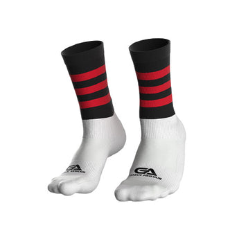 GAA Midi Socks Black Red Hoops
