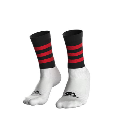 GAA Midi Socks Black Red Hoops
