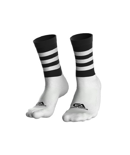 GAA Midi Socks Black White Hoops