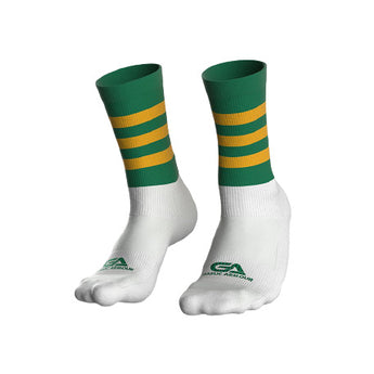 GAA Midi Socks Green Amber Hoops