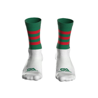 GAA Midi Socks Green Red Hoops