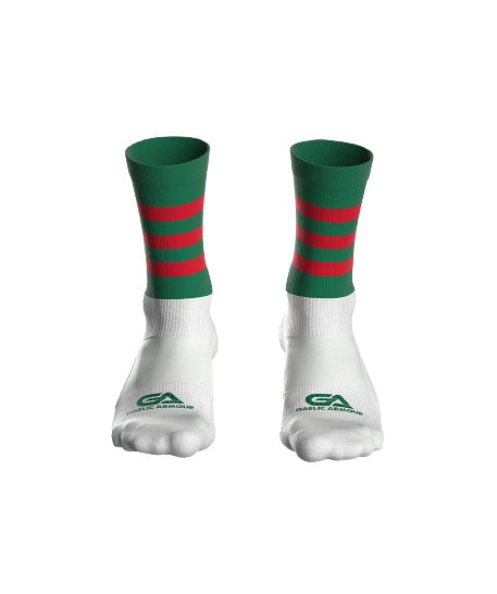 GAA Midi Socks Green Red Hoops