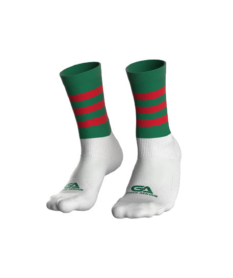 GAA Midi Socks Green Red Hoops